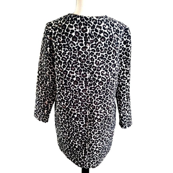 Cupcakes and Cashmere Cheetah Animal Print Full Zip Brocade Coat Sz L - Picture 2 of 4